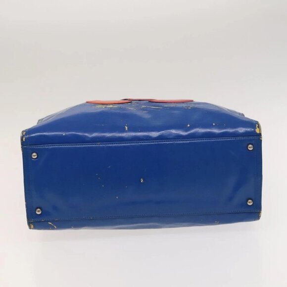 CHANEL Chain Tote Bag Patent leather Blue Silver CC - Picture 5 of 16